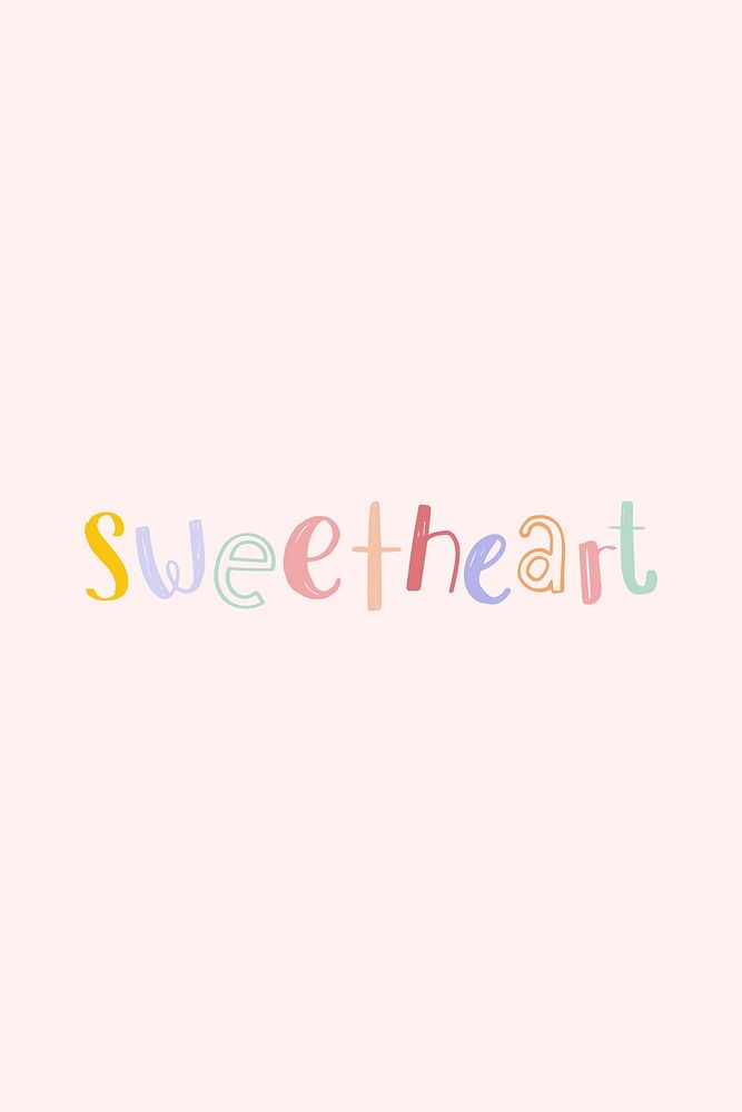 Sweetheart text doodle font colorful hand drawn