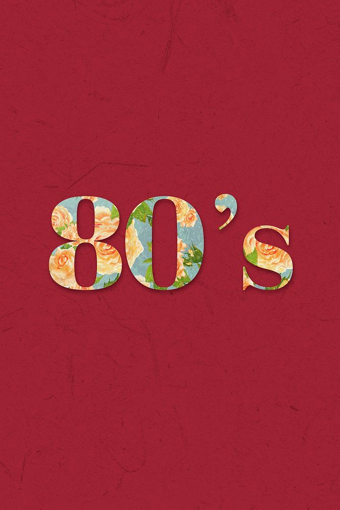 Floral 80 retro pattern typography psd