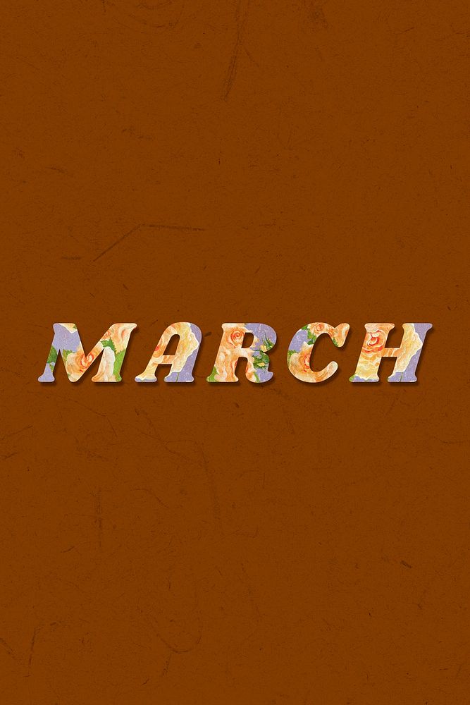 March month bold floral pattern font