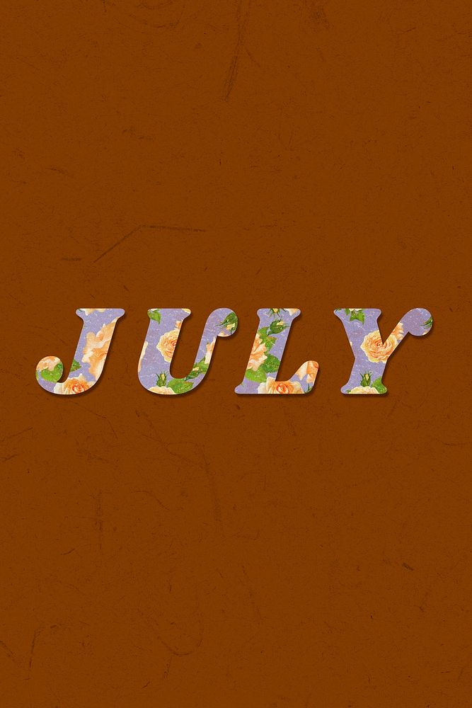 Colorful July month text