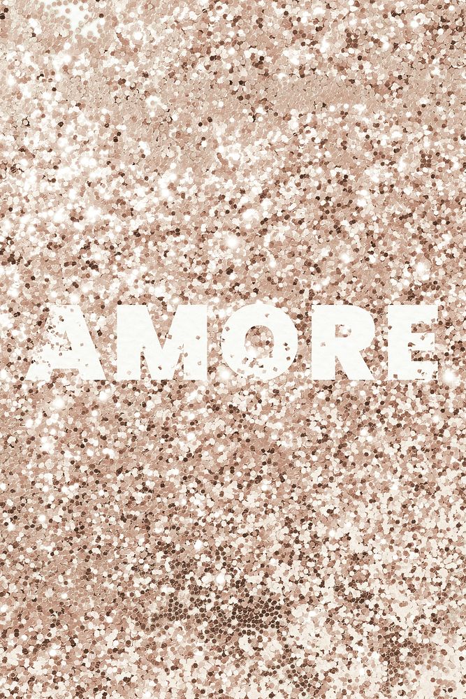 Amore glitter texture love word typography