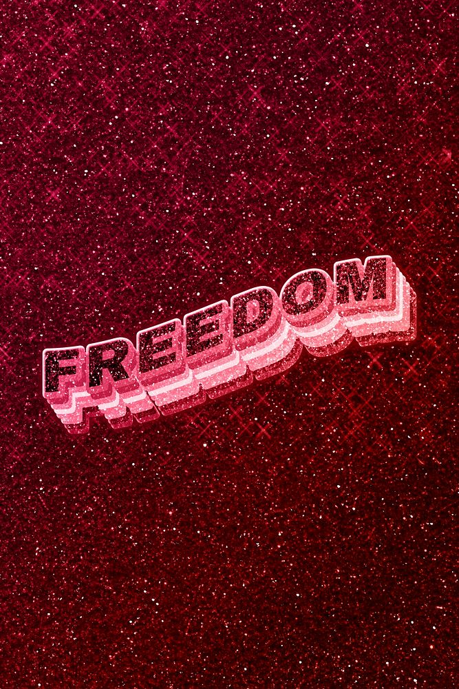 Freedom word 3d effect typeface glowing font