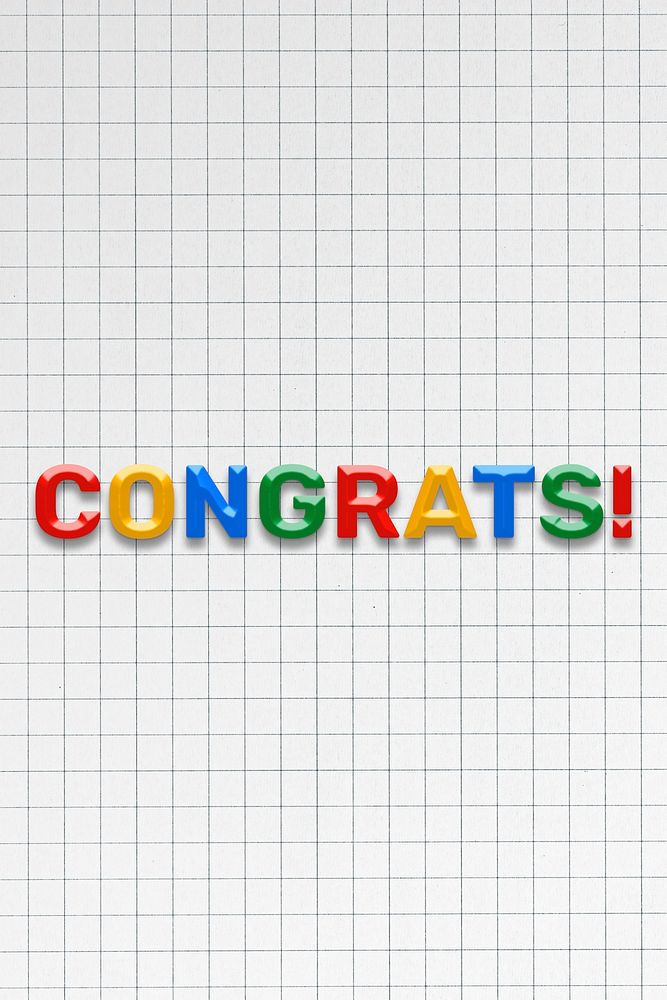 Congrats! word bevel font typography 3d effect