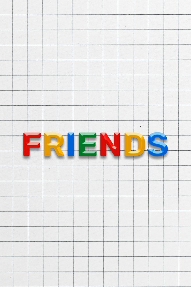 3d effect friends text lettering rainbow color typography