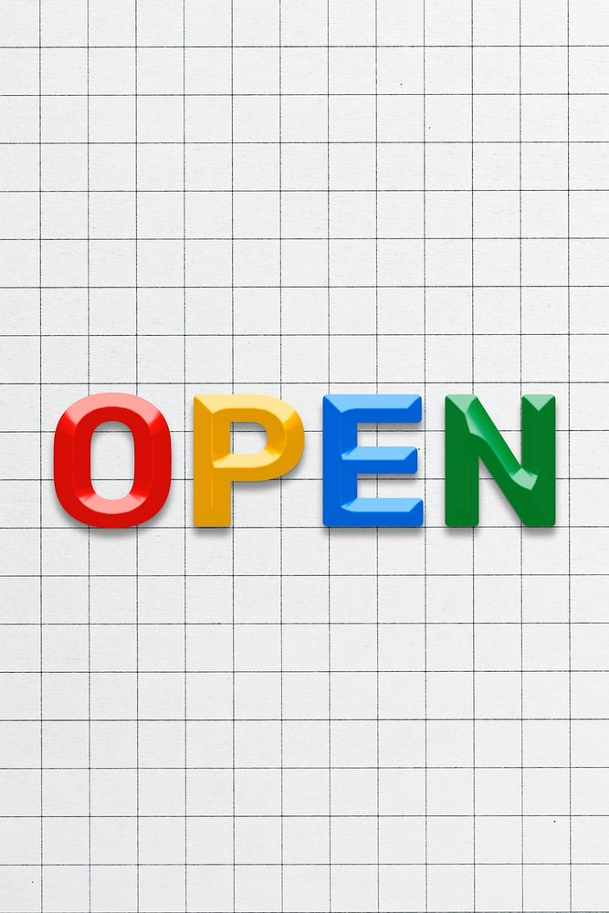 3d effect open word lettering rainbow color typography