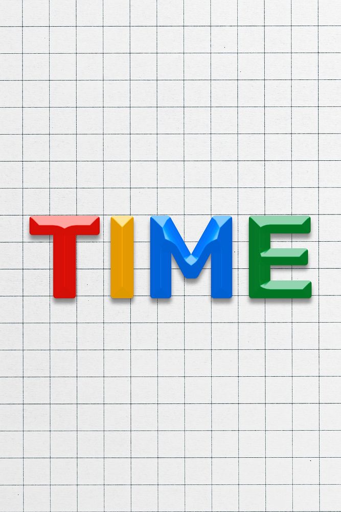 Colorful time lettering bevel text effect typography