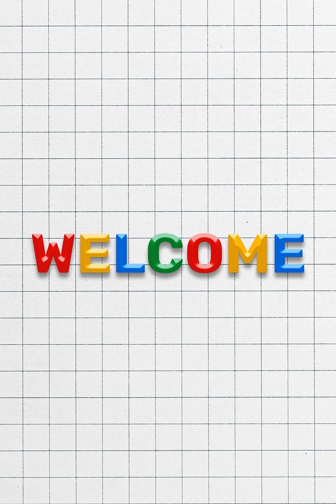 3d effect word welcome lettering rainbow color typography