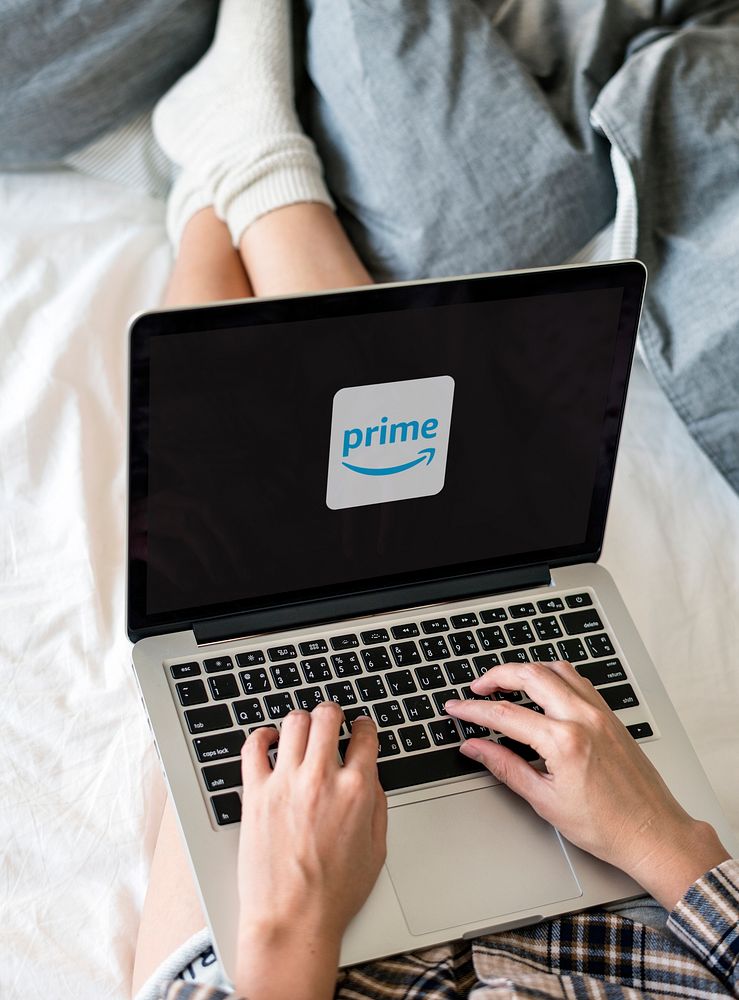 Amazon Prime Video logo showing on a laptop. BANGKOK, THAILAND, 1 NOV 2018.