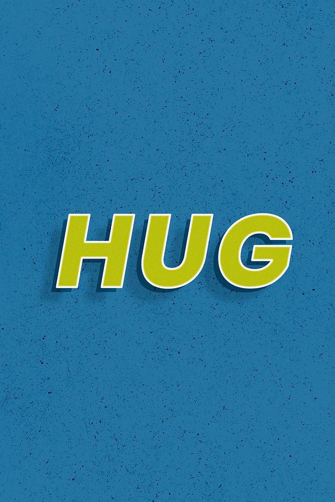 Hug 3d retro font typography word