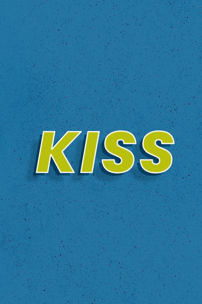 Kiss retro style shadow typography 3d effect
