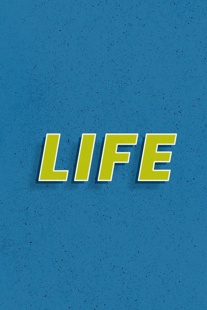 Life word retro 3d effect typography lettering