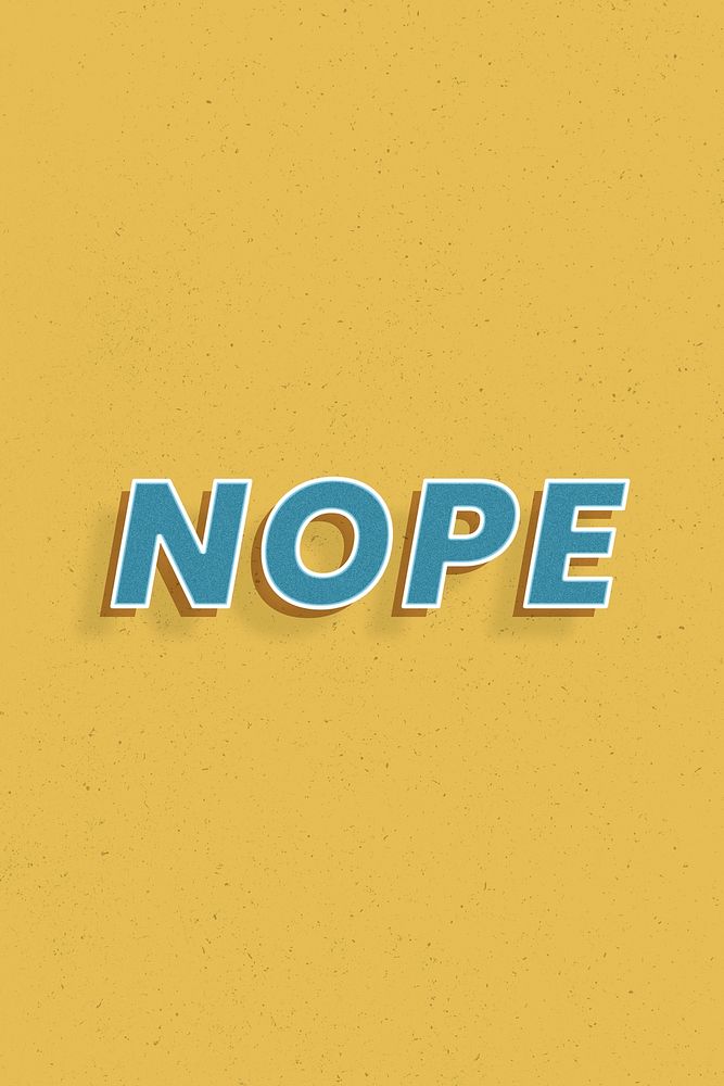 Retro nope word bold text typography 3d effect
