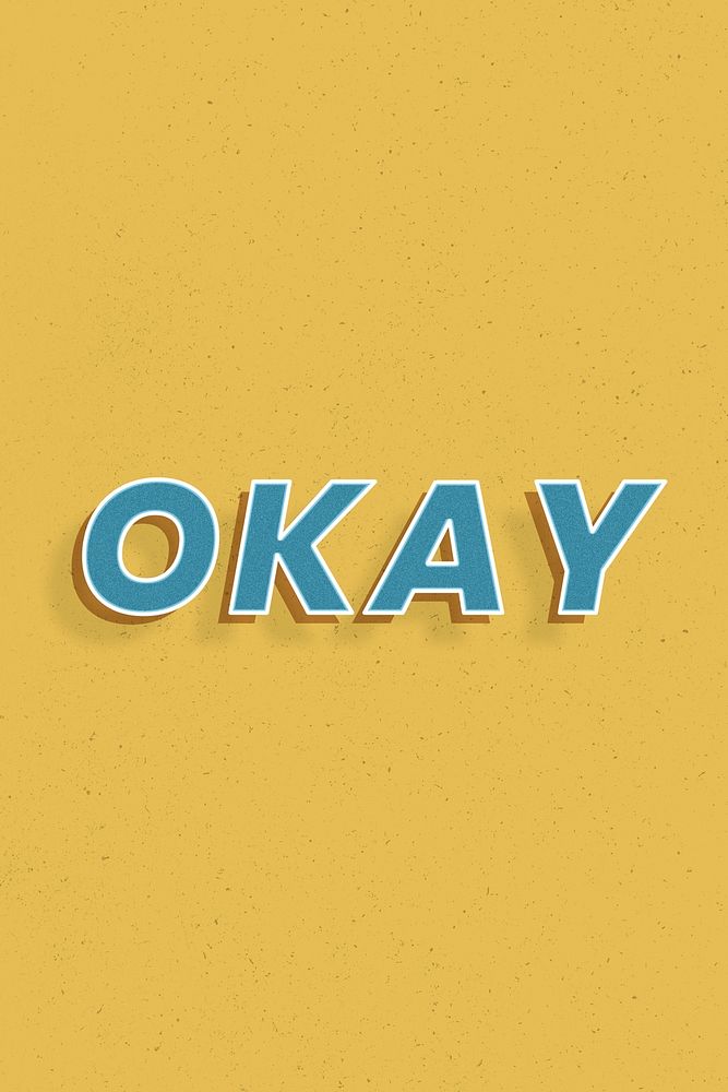 Retro okay word bold text typography 3d effect
