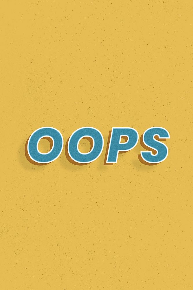 Oops 3d retro font typography word