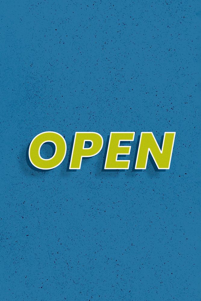 Bold text open word retro font lettering