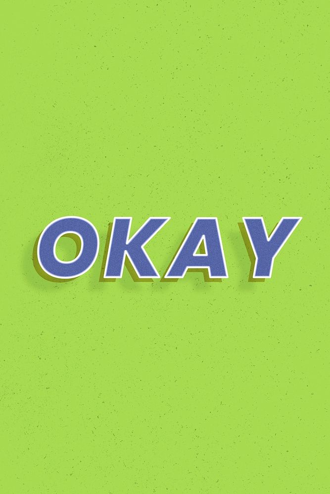 Retro okay word bold text typography 3d effect