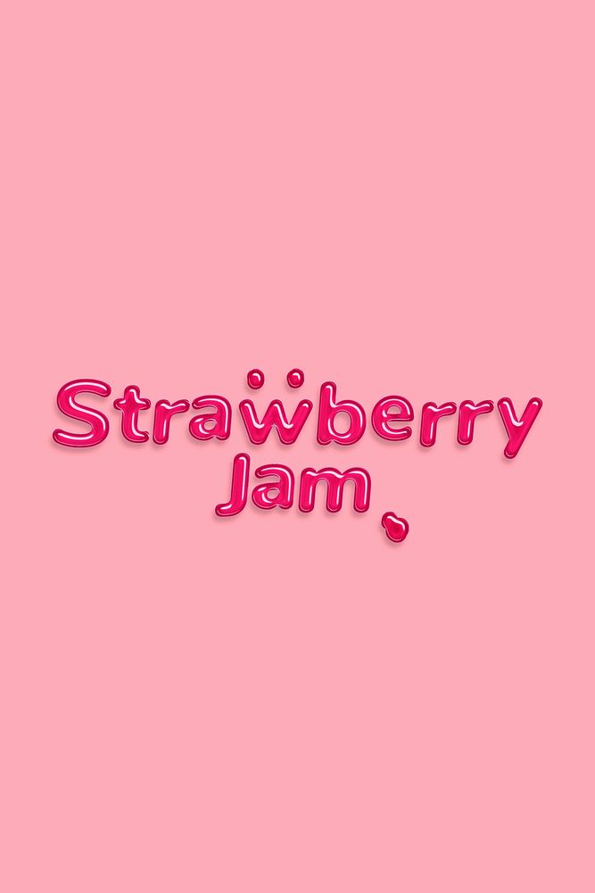 Jelly bold glossy font strawberry jam word