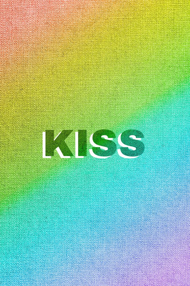 Rainbow kiss word gay pride font lettering textured font