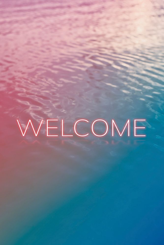 Welcome word neon font typography rainbow ocean gradient