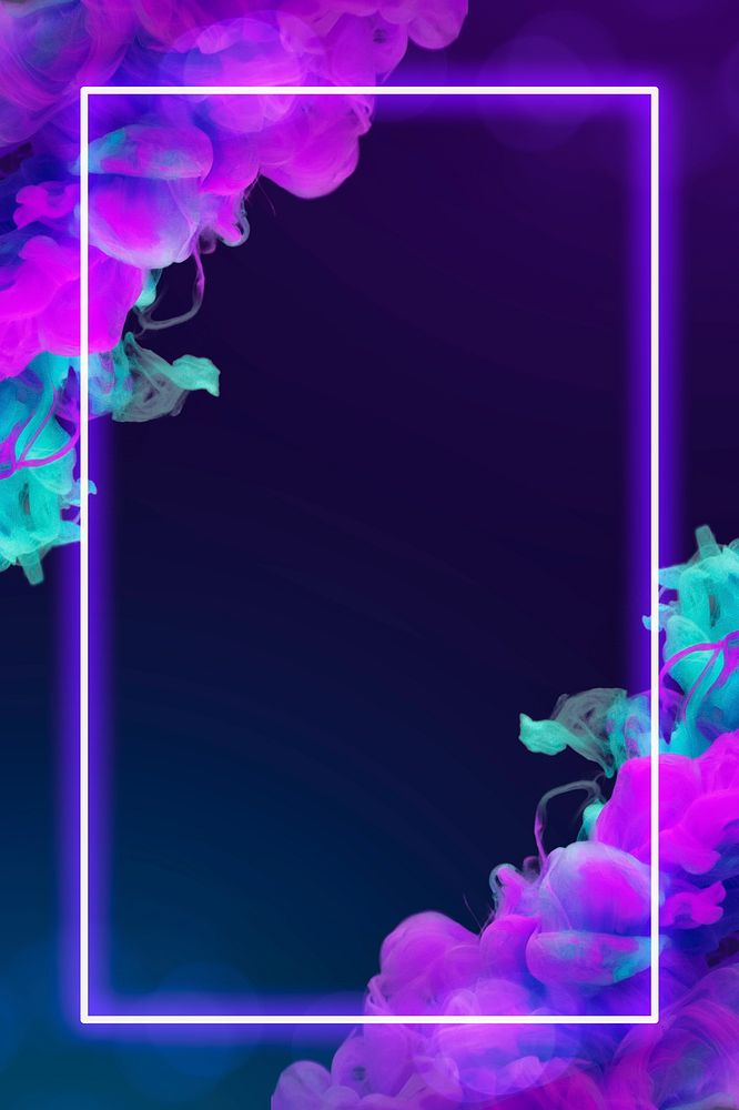 Glowing neon frame purple psd ink explosion