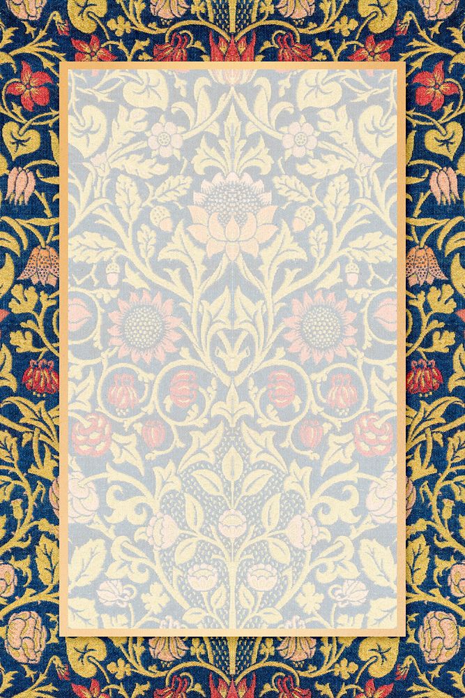 Antique ornamental frame psd Boho border William Morris pattern