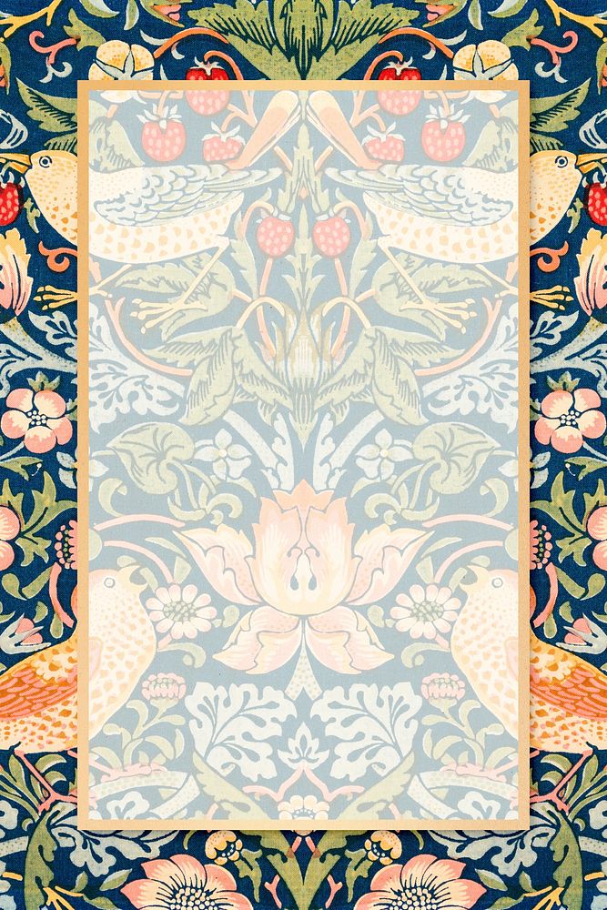 Boho fabric frame psd William Morris pattern