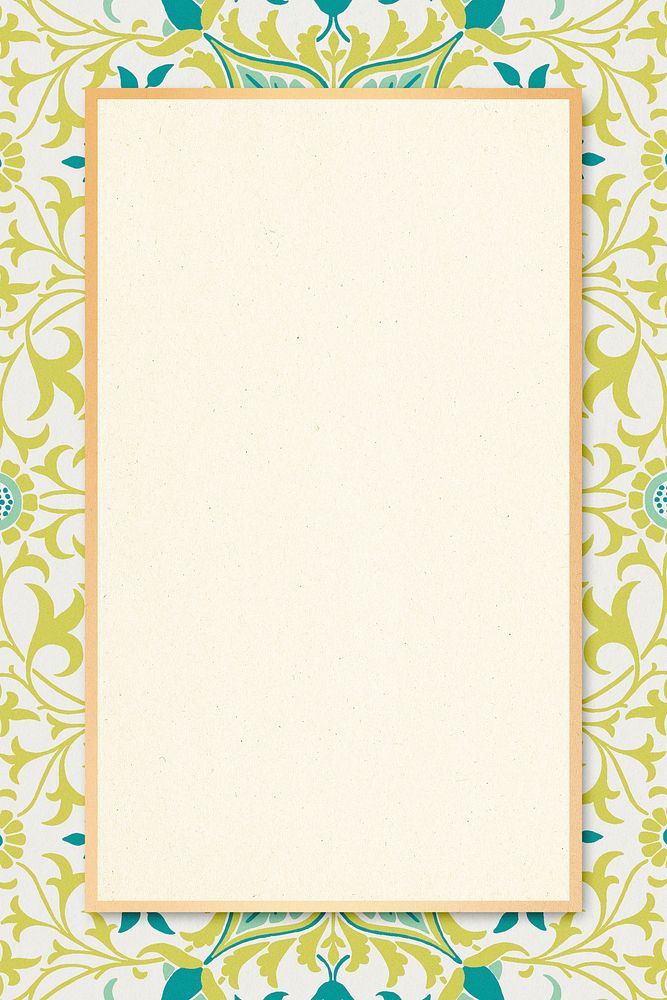 Floral frame psd William Morris pattern vintage