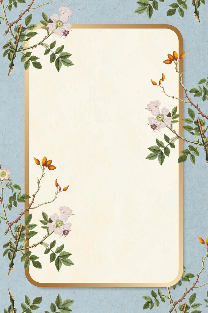 Gold floral rectangle frame vector vintage elegant