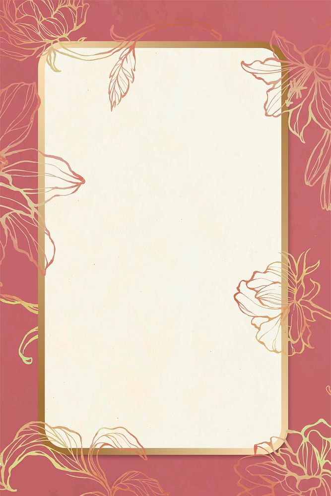 Gold floral rectangle frame vector vintage elegant