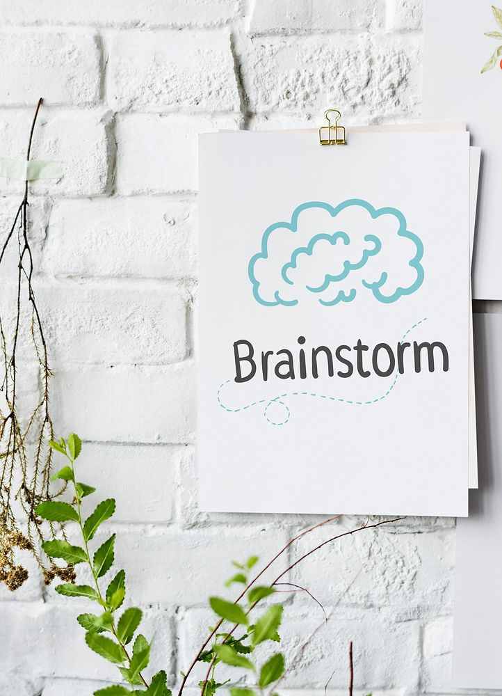 Brainstorm ideas poster on white wall
