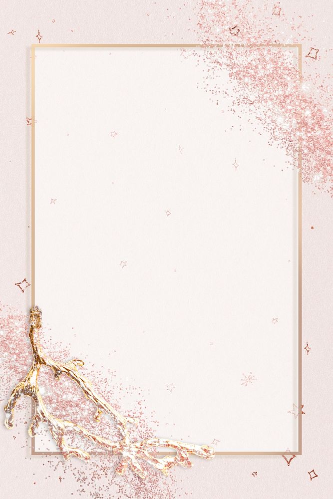 Sparkly frame psd on glitter pink background