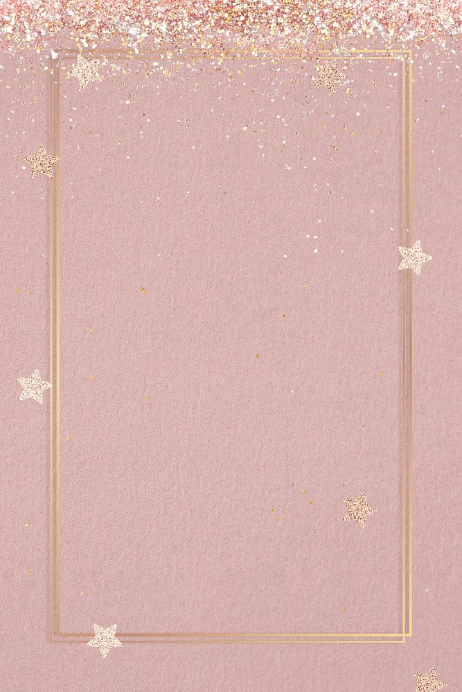 Glittery star pattern psd party frame pink background