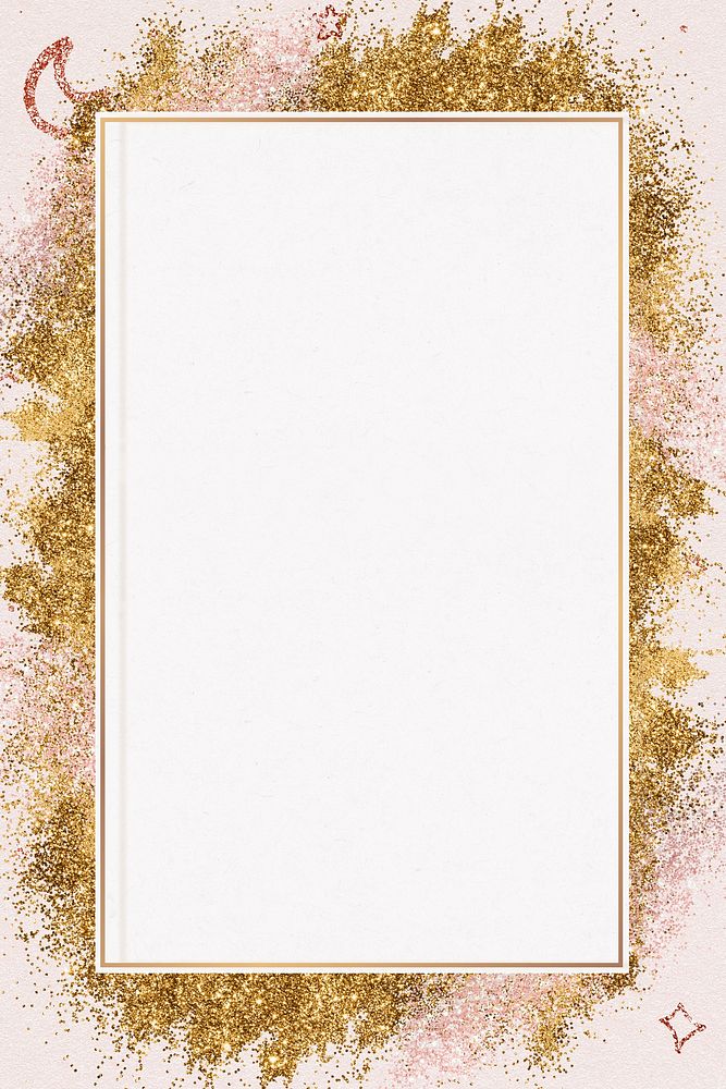 Glittery party frame psd gold background