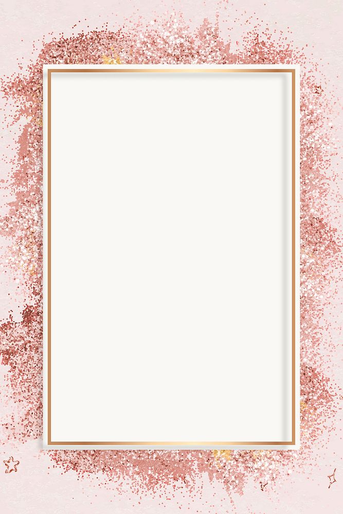 Rose gold glitter frame vector pink festive background