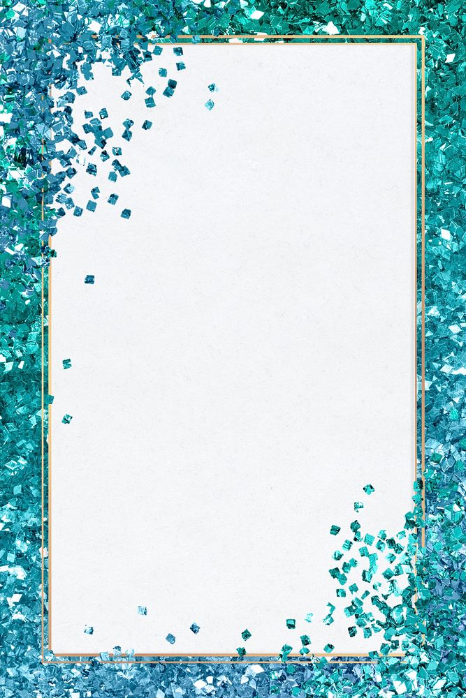 Glittery frame psd turquoise gradient background