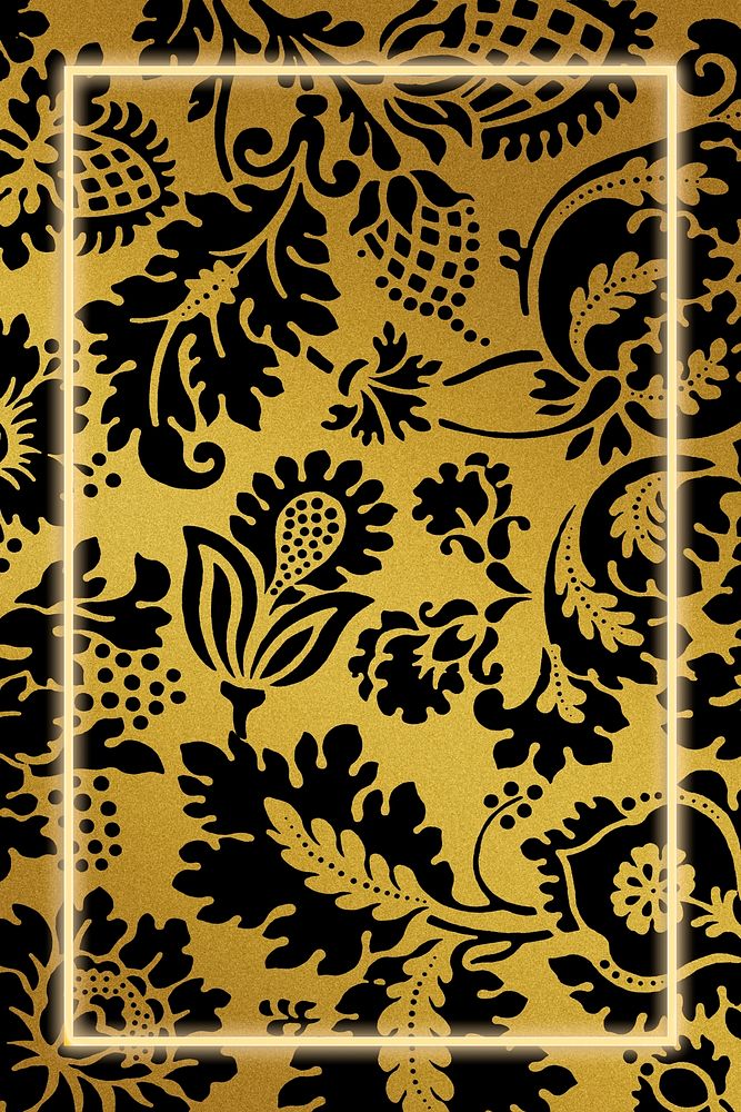 Vintage botanical frame pattern remix from artwork by William Morris