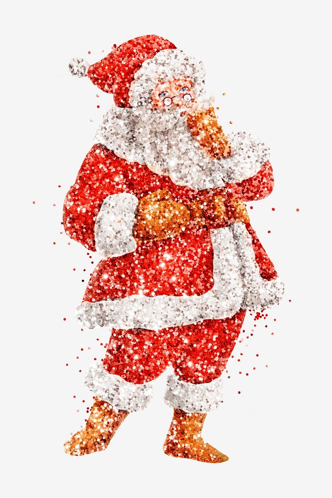 Glitter Santa Claus psd Christmas illustration