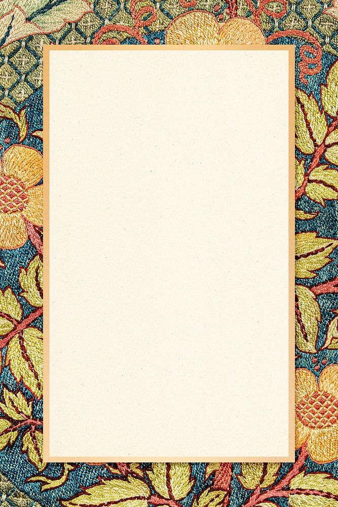 Art nouveau psd rose flower pattern frames remix from artwork by William Morris