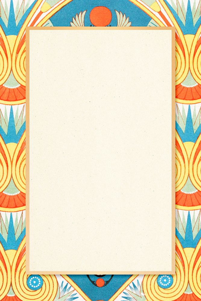 Colorful Egyptian patterned frame psd ornamental illustration