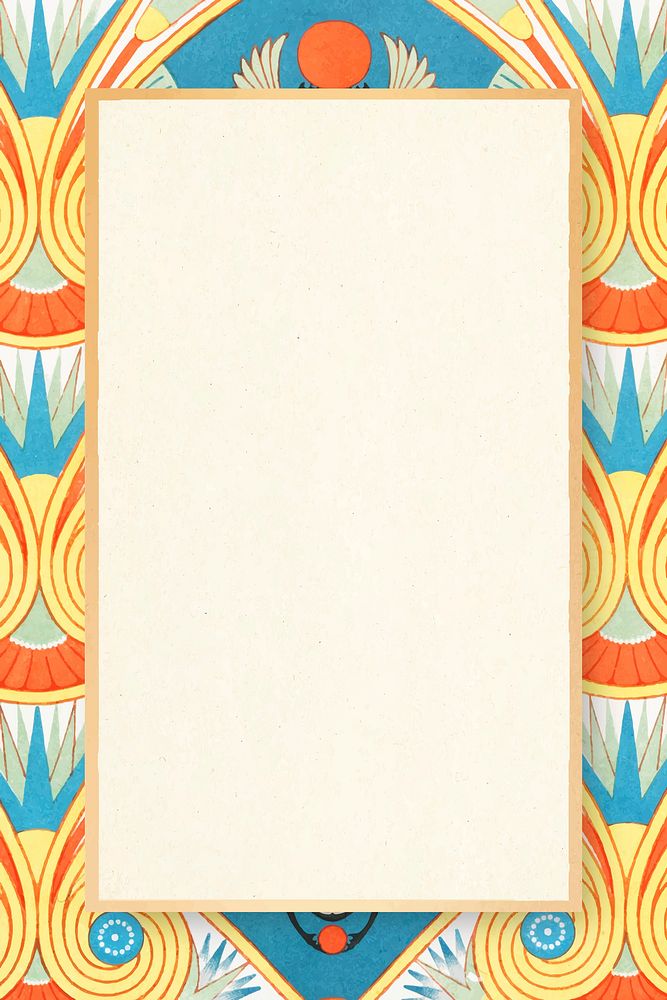 Decorative Egyptian patterned frame vector colorful illustration