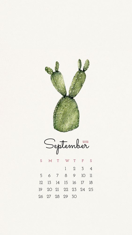 Calendar 2021 September printable template phone wallpaper vector 
