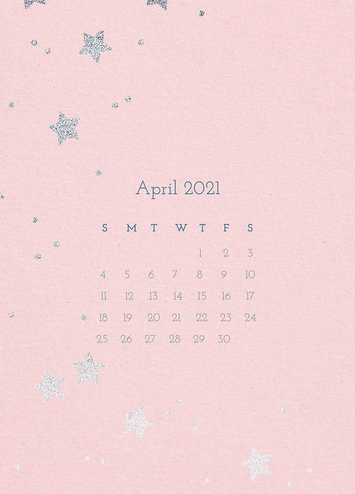 Calendar 2021 April editable poster template psd with abstract watercolor background