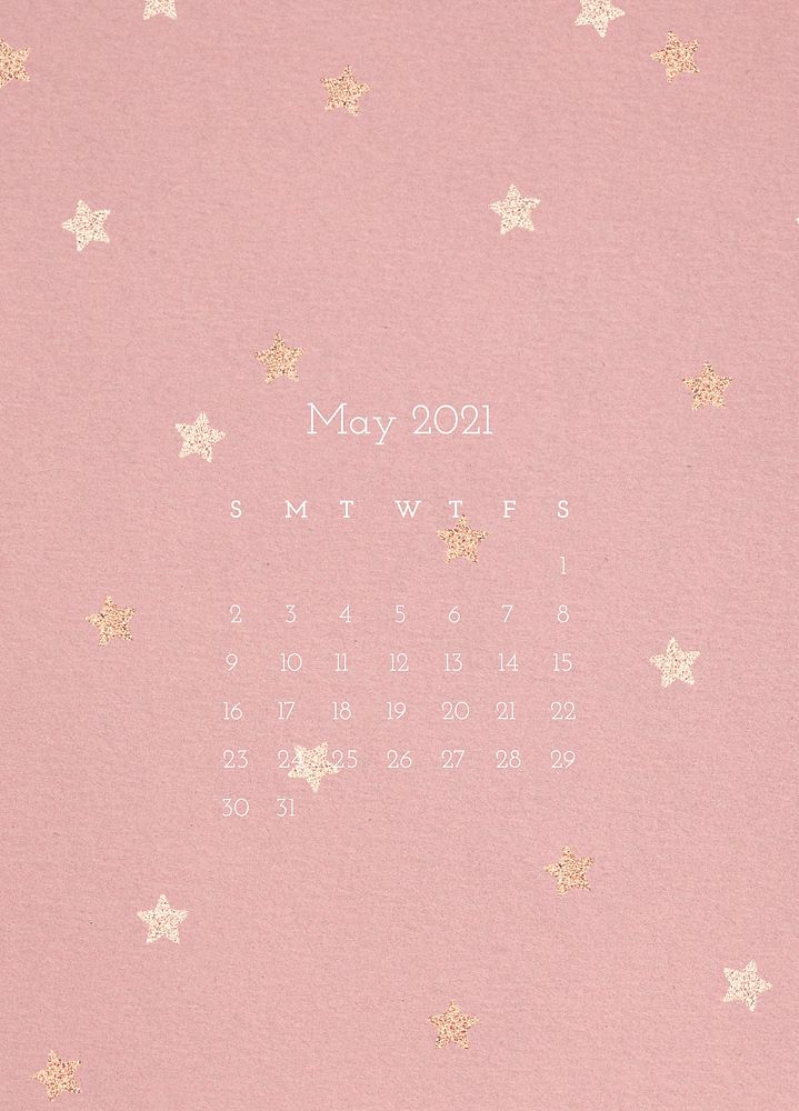 Calendar 2021 May editable template psd cute pattern background