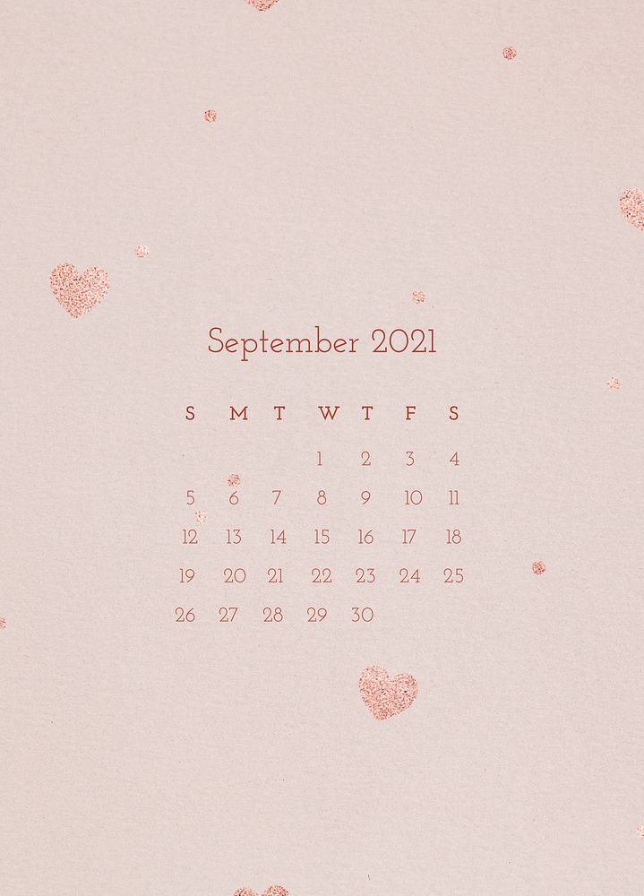 Calendar 2021 September editable template  psd cute pattern background