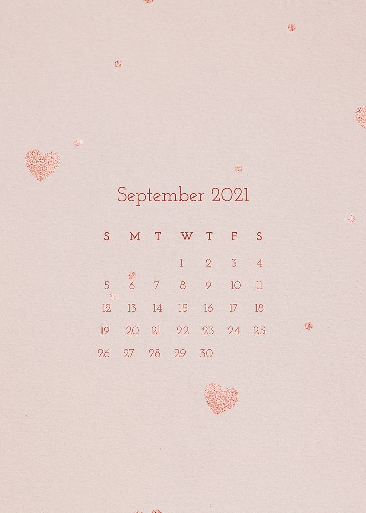 September 2021 calendar editable template vector with watercolor paper texture