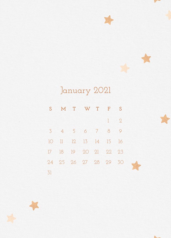 Calendar 2021 January editable template psd cute pattern background