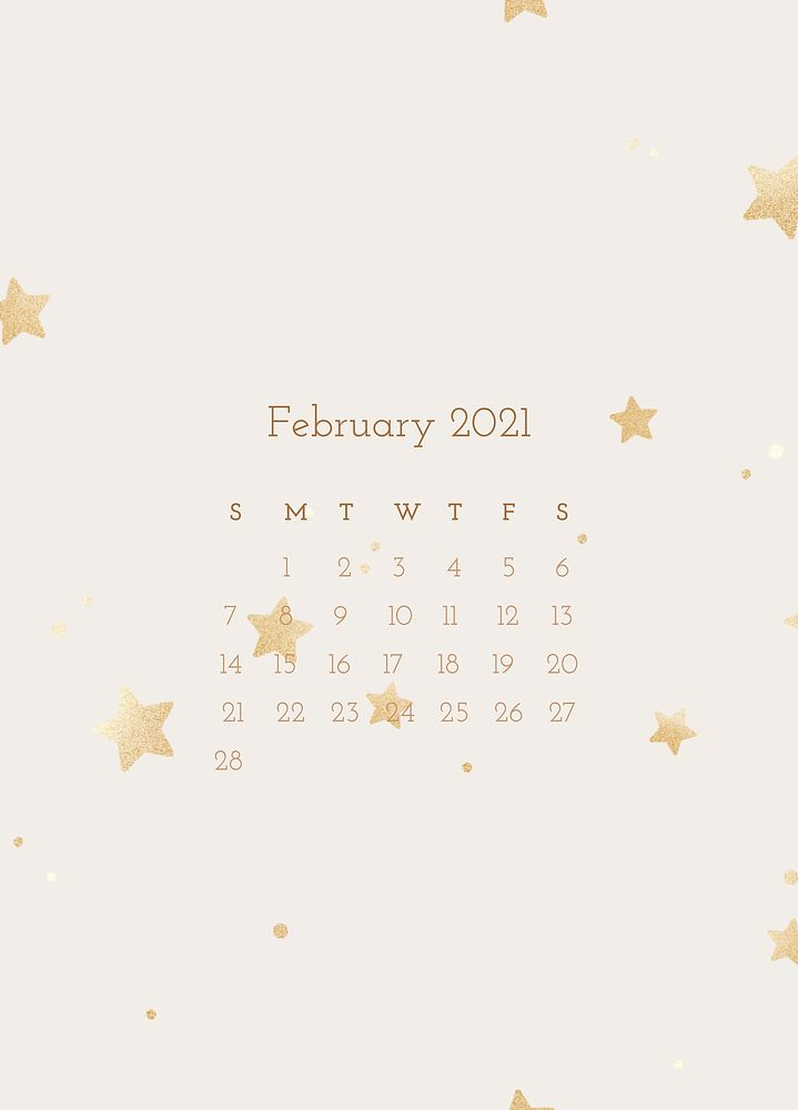 Calendar 2021 February printable with abstract watercolor background