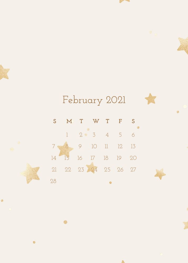 February 2021 calendar editable template vector with watercolor paper texture