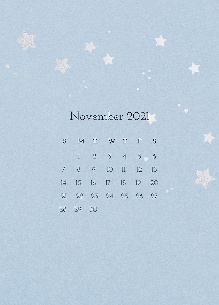 Calendar 2021 November printable with abstract watercolor background
