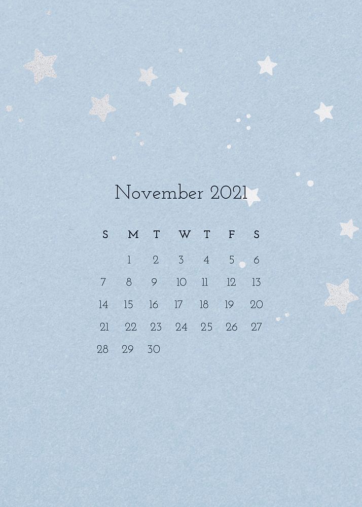 November 2021 calendar editable template vector with watercolor paper texture